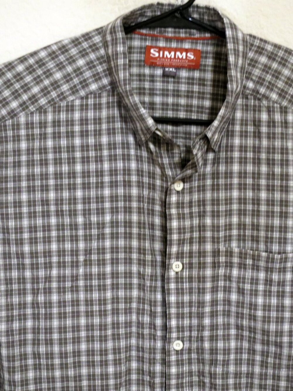 Simms Shirt Mens 2XL Long Sleeve Button Fishing Outdoor Green White Striped